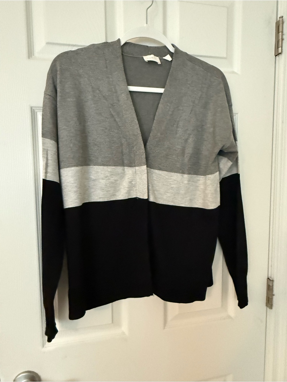 Cyrus Gray, Light Gray and Black Colorblock Open Cardigan